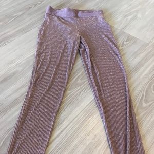 Metallic ribbed leggings mauve